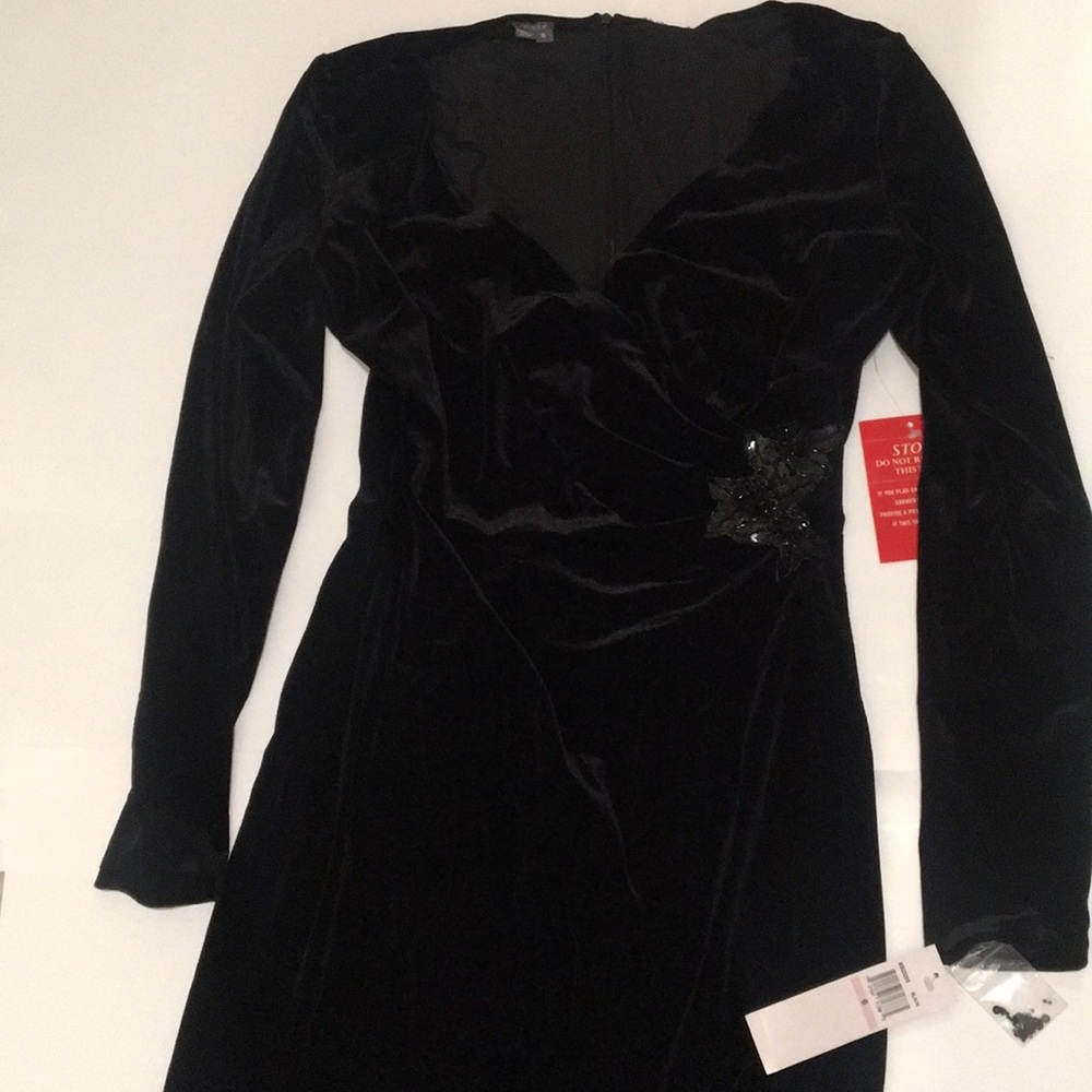 MUSE 👗Black Velvet Dress with Appliqué